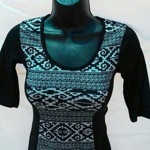 Black & white geometric aztec/tribal print dress